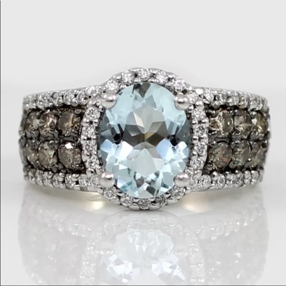 🆕 LeVian Genuine Aquamarine and Diamond Ring - Picture 5 of 8